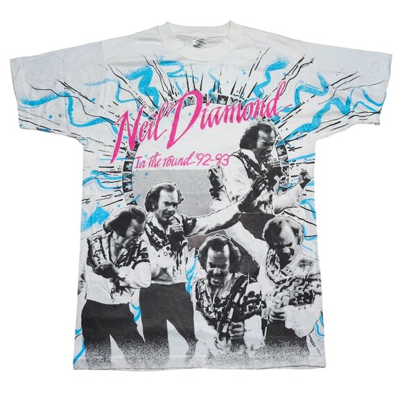 Vintage Neil Diamond In The Round 92-93 Tour T-Shirt Large All Over Graphics - Picture 1 of 10